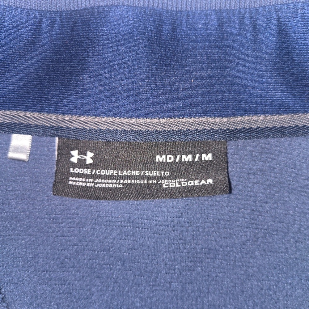 Under Armour Storm ColdGear Mens Medium Blue Heather Quarter Zip Pullover - Picture 4 of 8